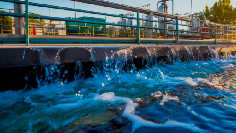 Photo of dam at industrial setting