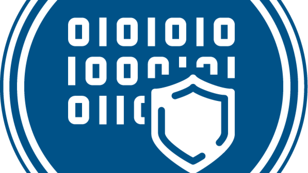 Icon of binary code with a shield in front