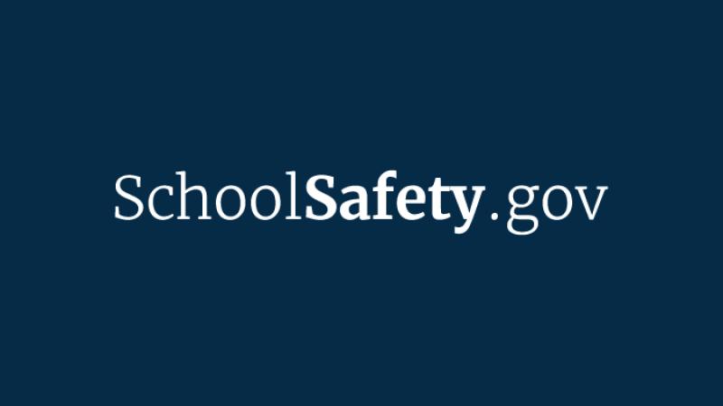 white School Safety dot gov text on a dark blue background