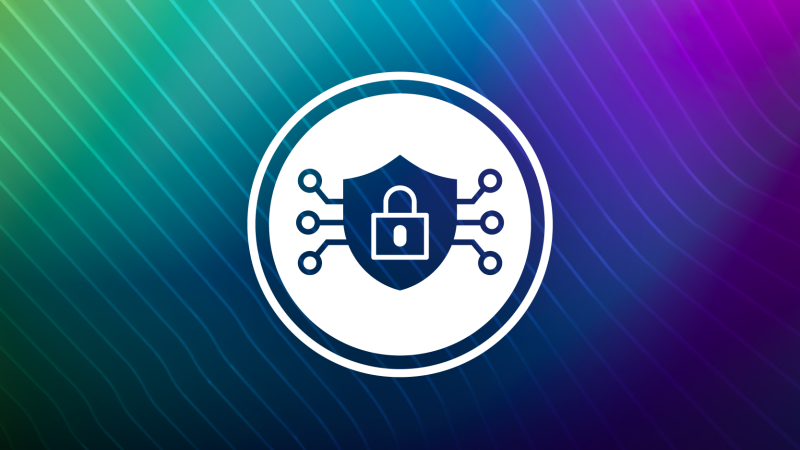 CDFA icon with a shield and lock with cyber nodes on both sides