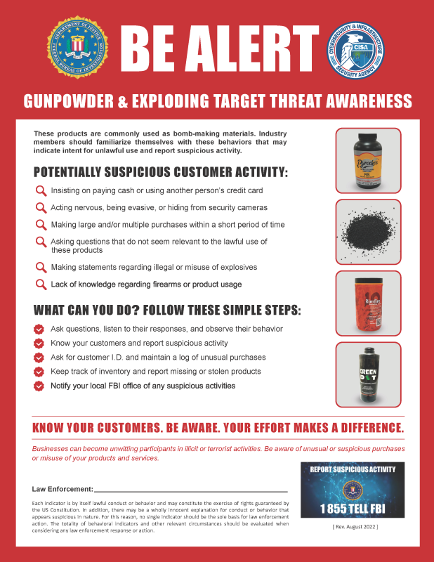 Picture of Gunpowder and Exploding Target Threat Awareness Poster