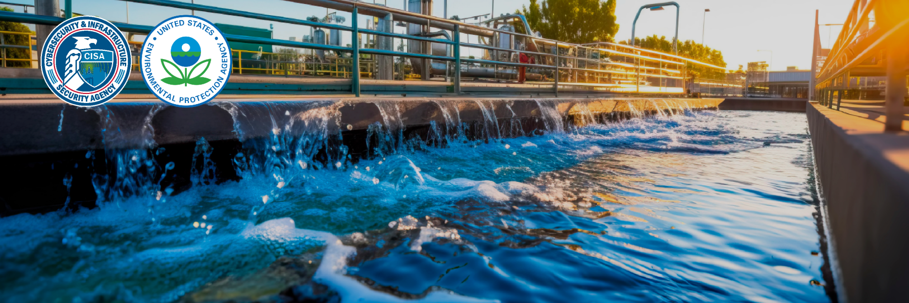 Image of water in dam and seal for CISA and the EPA. 