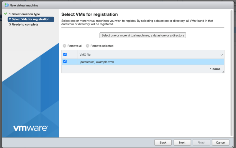 Figure 3: Registering the virtual machine, finalizing registration.